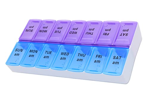 7 Day Weekly Pill AM PM Organizer, ShysTech Large Pill Case Pill Box for Pills/Vitamin/Supplements/Medication