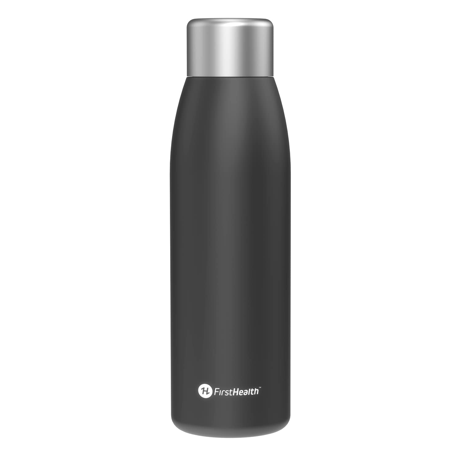 First Health Self Cleaning Insulated Stainless-Steel Water Bottle, 18 oz Rechargeable, Reusable, UV Water Sanitizer, Kills 99.9% of Germs, Bacteria, Keeps Hot for 12 Hours or Cold for 24 Hours