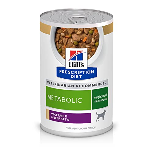 Hill's Prescription Diet Metabolic Weight Management Vegetable & Beef Stew Wet Dog Food, Veterinary Diet, 12.5 oz. Cans, 12-Pack