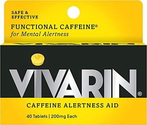 Vivarin Caffeine Alertness Aid, 200mg Tablets, 40 Count, Functional Caffeine for Mental Alertness, Same Caffeine as a Cup of Coffee - Twin Pack