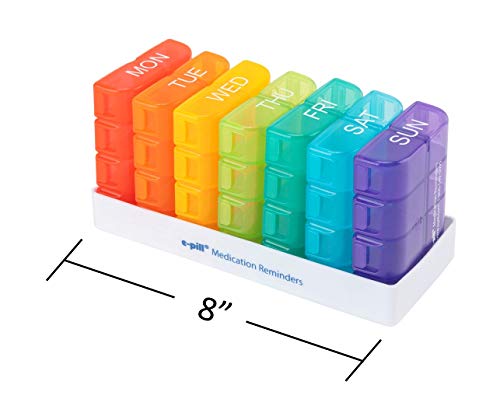 e-Pill 8 Times a Day x 7 Day Large Weekly Pill Organizer, Vitamin and Medicine Box - Multicolor