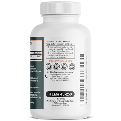 Bronson Vitamin C 500 MG Supports a Healthy Immune System & Antioxidant Protection, Non-GMO, 250 Vegetarian Tablets