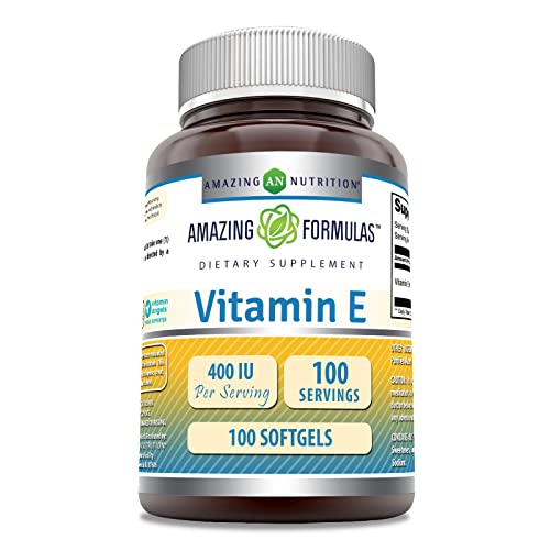 Amazing Formulas Vitamin E 400 IU Per Serving Supplement | Non-GMO | Gluten Free (100 Softgels)