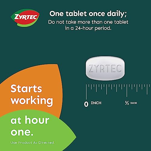 Zyrtec 24 Hour Allergy Relief Tablets, Indoor & Outdoor Allergy Medicine with 10 mg Cetirizine HCl per Antihistamine Tablet, Relief from Runny Nose, Sneezing, Itchy Eyes & More, 60 ct