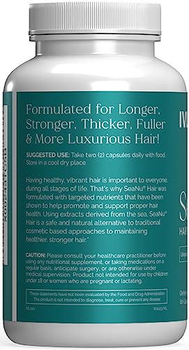 IVL SeaNU Hair Vitamins, with Biotin, Vitamin B3, Zinc, Saw Palmetto Berry Extract, Green Lipped Mussel, Herbal Extracts, for Hair Growth Support. 30 Day Supply (1 Pack)