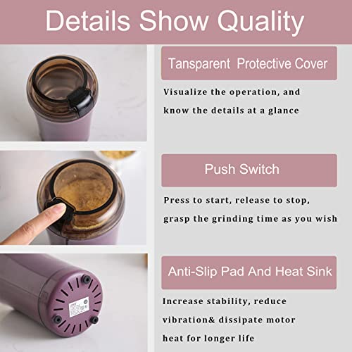 Electric Multifunctional Grinder.Electric Pill Crusher Grinder for Small or Large Pills,to Fine Powder. Pill Crusher Pulverizer Grinder for Elders or Pets. Small Dose Coffee Bean Grinder. (Purple)