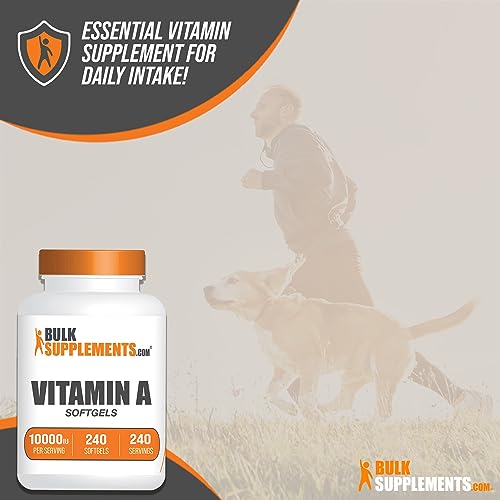 BULKSUPPLEMENTS.COM Vitamin A 10000 IU Softgels - Vitamin A Retinyl Palmitate, Vitamin A Pills - Vitamin A Supplement, Eye Supplements - Gluten Free, 1 Softgel per Serving, 240 Softgels