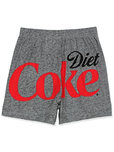 Coca-Cola Diet Coke Logo Mens Novelty Button Fly Boxer Lounge Shorts (Small, Gray)