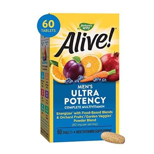 Nature's Way Alive! Men's Daily Ultra Potency Complete Multivitamin, High Potency B-Vitamins, Supports Energy Metabolism*, 60 Tablets