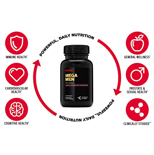 GNC Mega Men Multivitamin for Men, 180 Count, Antioxidants, Heart Health, and Immune Support (Packaging May Vary)