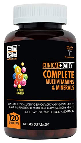 Clinical Daily Complete Whole Food Multivitamin Supplement for Women & Men - Complete Liquid Vitamin Absorption! 42 Superfood Fruits Vegetables - Young Adult to Senior - 120 Liquid Capsules