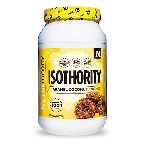 Isothority Whey Protein Isolate, Caramel Coconut Cookie, 2 lb - Ultra Absorbable Branched Chain Amino Acids (BCAA) Powder with 25g Per Serving, Low Carb - Build Muscle & Accelerate Recovery