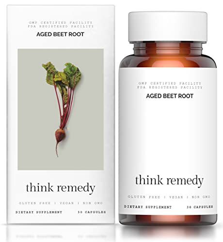 Think Remedy Aged Beet Root Capsules - Beet Pills for Stamina - Organic Beet Root Powder - Nitric Oxide Supplement - Nitrate No Sugar - 30 Capsules - Beet Root Supplement