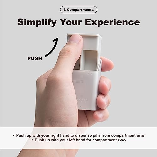 BohoVision Mini Daily Pill Organizer with 3 Large Compartments - Perfect for Travel, Purse, and Pocket - Blind-Friendly Design for Left-Handed Users.