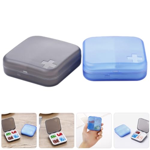 Lurrose 2 Pcs Travel Pill Organizer 4 Compartment Portable Pill Case Pill Box Medicine Vitamin Holder Container for Vitamin Fish Oil Capsule