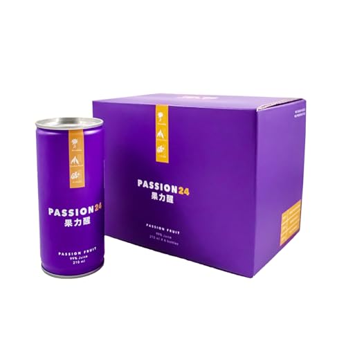 PASSION 24 Natural Energy Drinks Passion Fruit Juice with Herbal Extracts and Vitamins (210ml x 6 Cans)