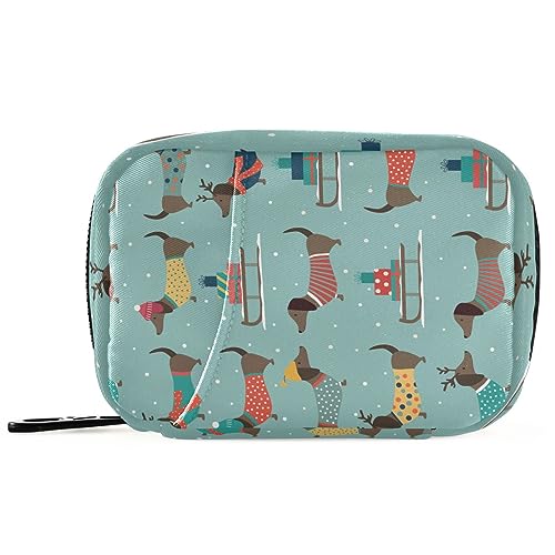 Dachshunds Dog Travel Pill Organizer Case Cute Medicine Organizer Travel Pillbox Portable Pill Container for Fish Oils Vitamin Holder Supplement Travel Gifts