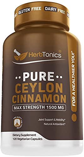 Premium Ceylon Cinnamon Capsules - Effective Cinnamon Pills for Enhanced Well-Being - 1500mg Ceylon Cinnamon Supplement Supports Daily Health- 120 Vegetarian Capsules