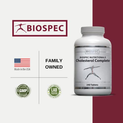 Biospec Nutritionals Cholesterol Complete – Natural Cholesterol Support Supplement - Red Yeast Rice, Co-Q-10, Hawthorn, Guggulipid, B-Vitamins, Magnesium - (240 Tablets (Pack of 1))