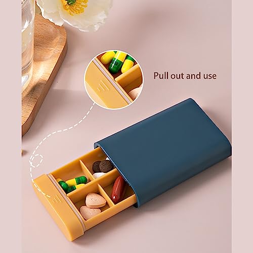 4pcs Travel Pill Organizer with 6 Compartments Moisture Proof Small Pill Box for Pocket Purse Daily Pill Case Portable Pill Container Vitamin Fish Supplement