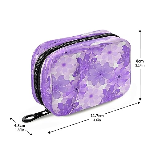 Kigai Purple Floral Pill Case, Portable Weekly Daily Pill Case Bag Organizer with Zipper for Vitamins Medicine Supplements Travel Family Business