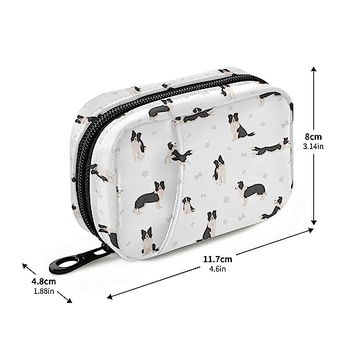 Naanle Border Collie Dog Pill Box 7 Day Pill Case Bag Travel Medicine Pill Case Pill Organizer Bag with Zipper Portable Weekly Case Compact Size for Vitamin Supplement Holder