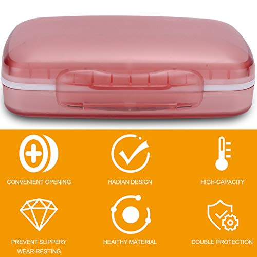 Pill Organizer, 8 Compartments Weekly Travel Portable Pill Box Small Detachable Compact Pill Container Pill Case for Pocket Purse Daily Medicine Vitamin Holder (Pink)