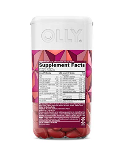 OLLY Ultra Women's Multi Softgels, Overall Health and Immune Support, Omega-3s, Iron, Vitamins A, D, C, E, B12, Daily Multivitamin, 30 Day Supply - 60 Count