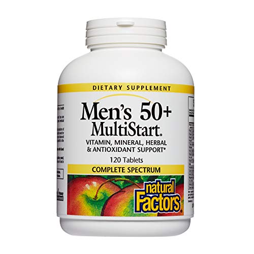 Natural Factors, Men's 50+ MultiStart Daily Multivitamin, Nutritional Support for Immune and Prostate Health, 120 tablets (60 servings)