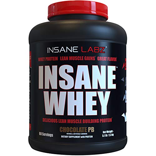 Insane Labz Insane Whey,100% Muscle Building Whey Protein, Post Workout, BCAA Amino Profile, Mass Gainer, Meal Replacement, 5lbs, 60 Srvgs (Packaging May Vary) (Chocolate Peanut Butter)