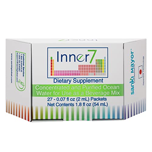 Sanki Global Inner7 Dietary Supplements, Japanese Product for ph Balance with Purified Water from The Sea- Main 1.8 fl oz (54 ml), 27 Packets of 0.07 fl oz Each (2 ml)