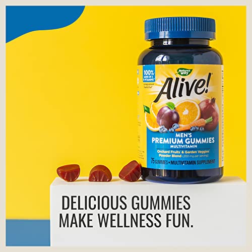 Nature's Way Alive! Men's Premium Gummy Multivitamin, Full B Vitamin Complex to Support Daily Energy Metabolism*, 75 Gummies