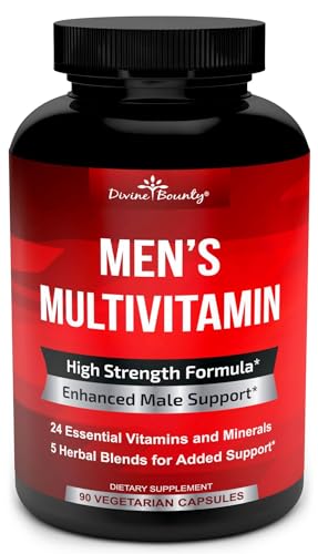 Mens Multivitamin – Daily Multivitamin for Men with Vitamin A C D E K B Complex, Calcium, Magnesium, Selenium, Zinc Plus Heart, Brain, Immune, and Men's Multivitamins – 90 Vegetarian Capsules