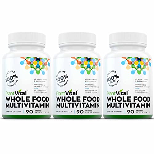 Plantvital Whole Food Multivitamin Multivitamins with 56 Superfoods Raw Veggies and Fruits Vitamins Earth Energy Fruits and Veggies Supplement Pure Fruit and Vegetable Supplements 270 Tablets