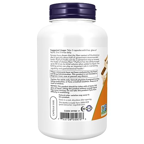 Psyllium Hush Caps, 500 mg, 200 Veg Capsules, Now Foods