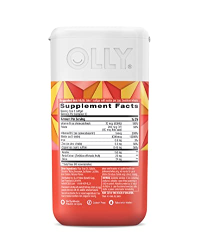 OLLY Ultra Strength Hair Softgels, Supports Hair Health, Biotin, Keratin, Vitamin D, B12, Hair Supplement, 30 Day Supply - 30 Count (Packaging May Vary)