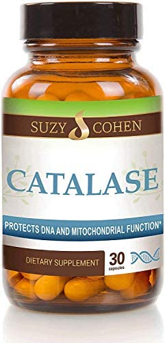 Suzy Cohen Catalase 12,500 Catu Dietary Supplement, Liver Enzyme, Neutralize Hydrogen Peroxide, Supports Healthy Skin, Hair, Blood, Cholesterol, 30 DR Caps