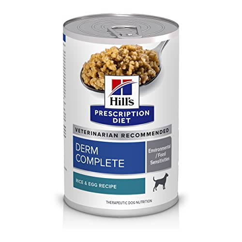 Hill's Prescription Diet Derm Complete Rice & Egg Recipe Wet Dog Food, Veterinary Diet, 13 oz. Cans, 12-Pack