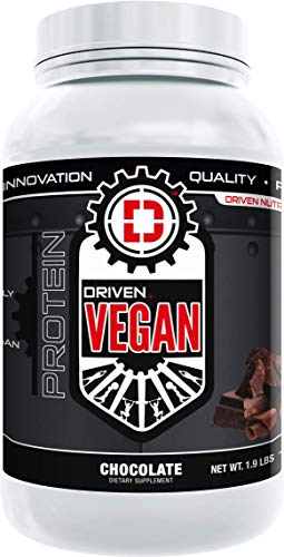 Driven Vegan Protein Powder (2 lbs) - 100% Plant-Based, Essential Amino Acids + Antioxidant-Rich Superfoods - Clean, Non-Dairy, High-Fiber - Build Muscle & Burn Fat - Post-Workout Recovery- Chocolate