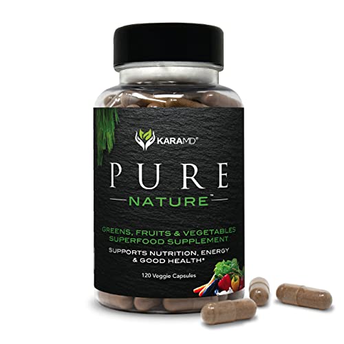 KaraMD Pure Nature | Greens, Fruits & Vegetables Whole Food Supplement | Vitamins, Fiber & Antioxidants | Support Energy, Digestion & Immunity | Non-GMO, Gluten Free & Vegan Friendly (30 Servings)