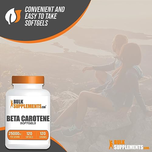 BULKSUPPLEMENTS.COM Beta Carotene 25000 IU Softgels - Vitamin A Supplement, Beta Carotene Supplements, Beta Carotene Pills - Gluten Free, 1 Beta Carotene Softgel per Serving, 120 Softgels