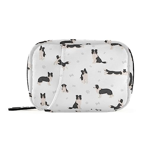 Naanle Border Collie Dog Pill Box 7 Day Pill Case Bag Travel Medicine Pill Case Pill Organizer Bag with Zipper Portable Weekly Case Compact Size for Vitamin Supplement Holder