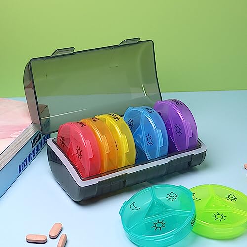 7 Day 2 Times a Day Pill Organizer Large Weekly Daily Pill Cases for Pills/Vitamin/Fish Oil/Supplements, BPA Free Easy to Clean Portable Travel Pocket Purse Storage Box (Transparent)