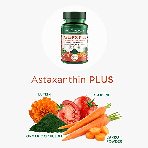 Purity Products AstaFX Plus - Astaxanthin Super Formula - 30 Day Supply from Supports Endurance - Promotes Healthy Skin - Supports Visual Health - Up to 6,000 Times More Powerful Than Vitamin C