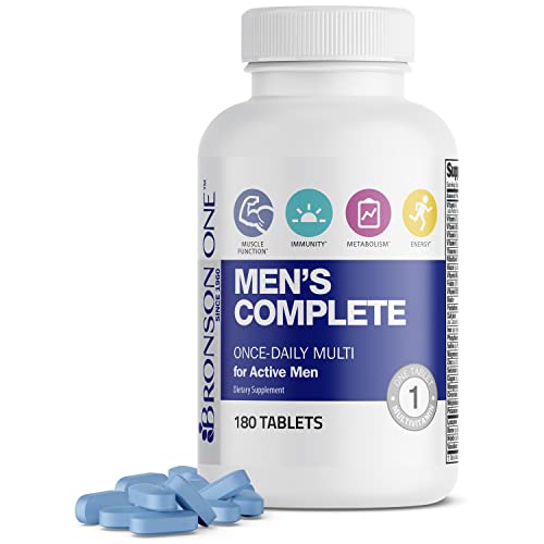 Bronson ONE Daily Men’s Complete Multivitamin Multimineral Once-Daily Multi for Active Men, 180 Tablets