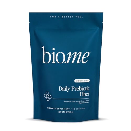 Bio.me Daily Prebiotic Fiber Supplement for Digestive Health and Gut Health - Unflavored Soluble Fiber Powder for Women & Men - Non-GMO, Gluten Free, Sugar Free, Vegan - 30 Servings