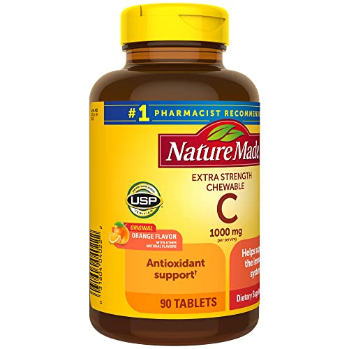 Nature Made Extra Strength Dosage Chewable Vitamin C 1000 mg per serving, Dietary Supplement for Immune Support, 90 Tablets, 45 Day Supply