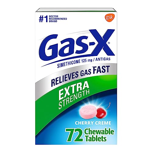 Gas-X Extra Strength Chewable Gas Relief Tablets with Simethicone 125 mg for Bloating Relief, Cherry - 72 Count