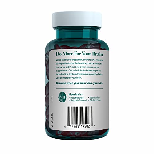 NEURIVA Plus Brain Supplement for Memory,Focus & Concentration+Cognitive Function with Vitamins B6 & B12 and Clinically Tested Nootropics Phosphatidylserine and Neurofactor,50ct Strawberry Gummies