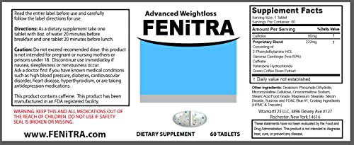 Fenitra Weight Management Support Supplement Capsules| 60 Tablets for Energy & Wellness